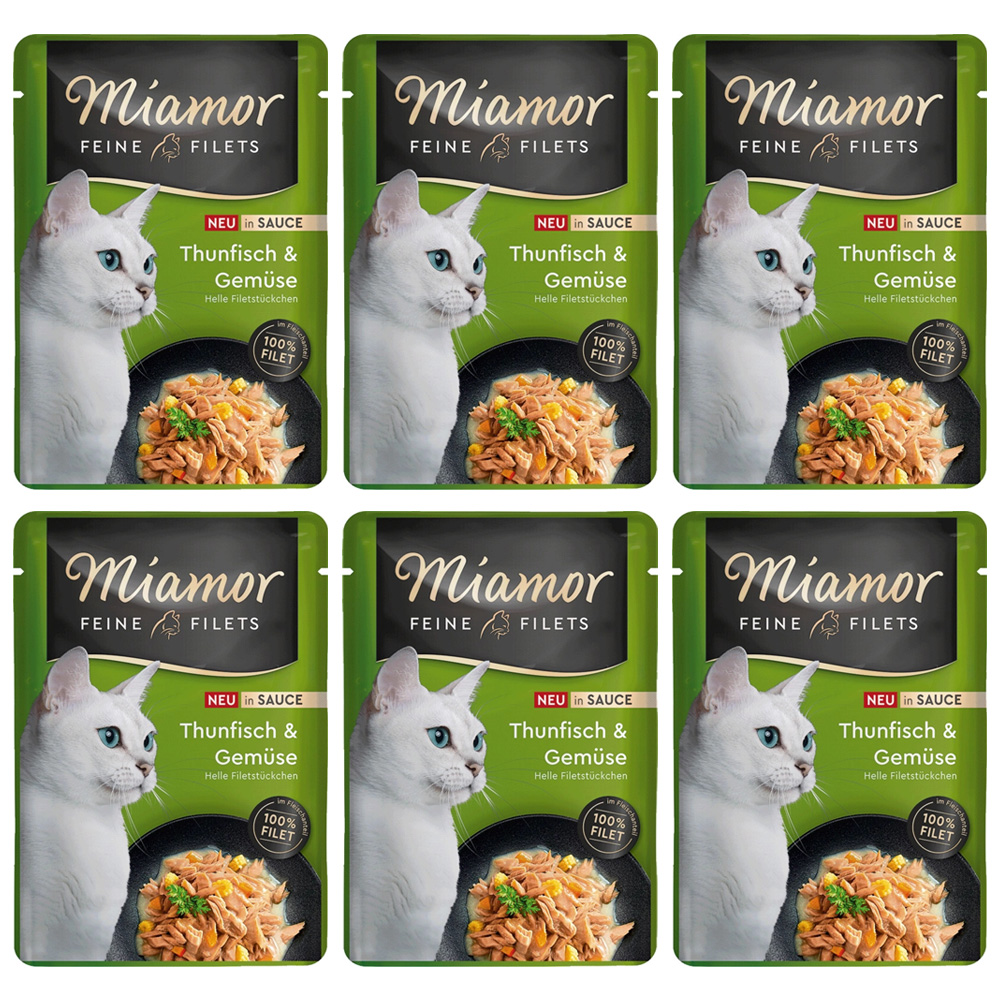 MIAMOR Feine Filets Tuńczyk z Warzywami w Sosie Karma Mokra dla Kota 6x100g